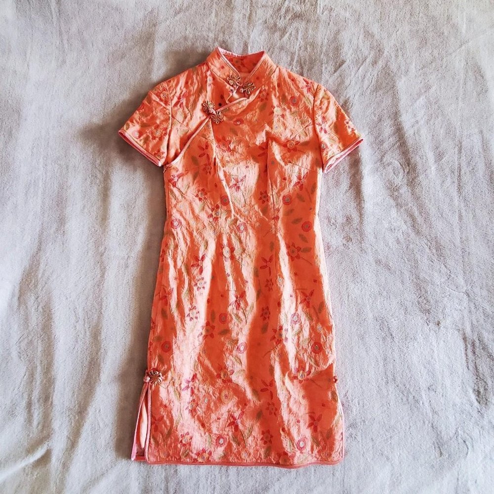 micro floral patterned traditional Chinese retro bodycon Cheongsam Qipao dress
